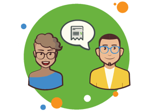 two people talking about reports and money