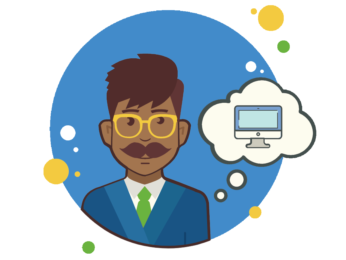 man with glasses at computer